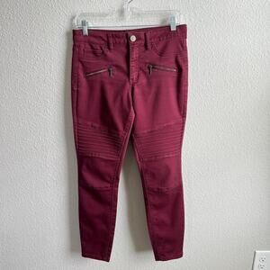 Design Lab Red Mid Rise Skinny Jeans Women's 29 Stretch Biker Baddie